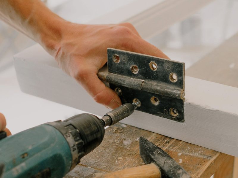 a window frame being fitted